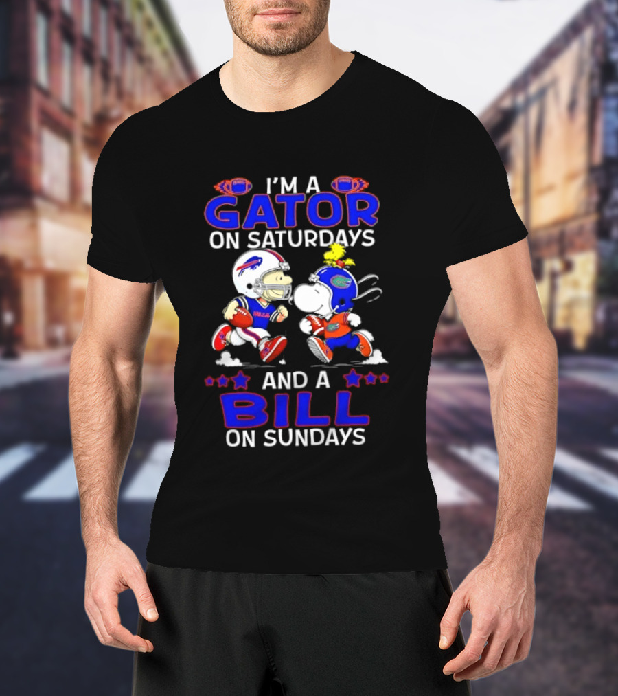 I'm A Gator On Saturdays And A Bill On Sundays Snoopy Charlie Brown Football T-Shirt