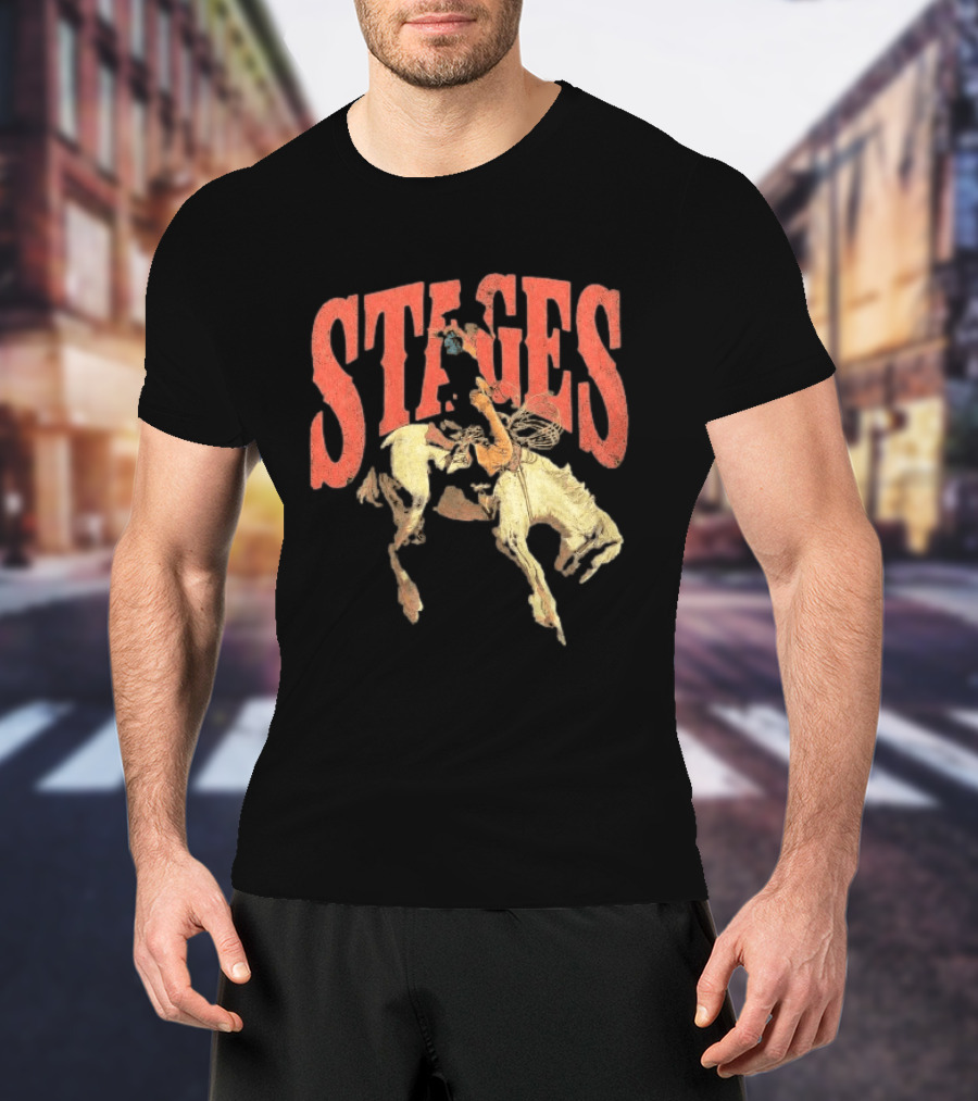 Stages Rodeo Cowboy And Horse Action T-Shirt