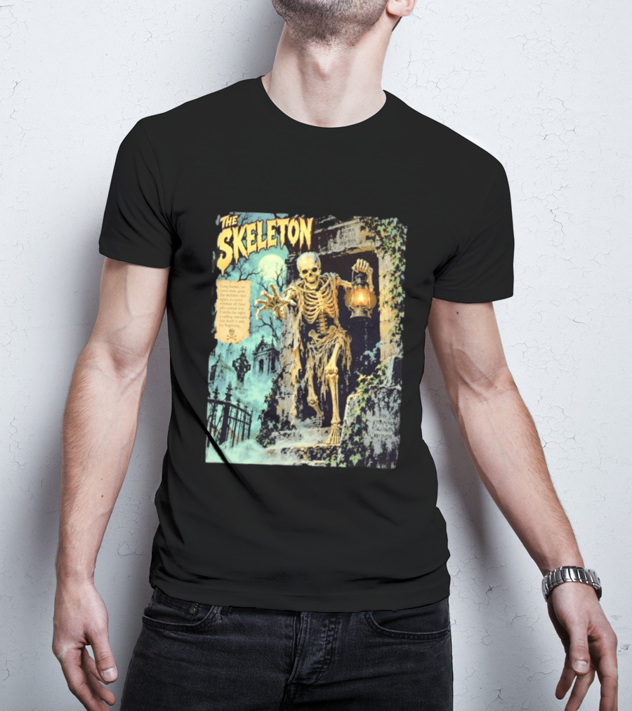 The Skeleton Mors Vincit Omnia Sic Transit Gloria Mundi Lantern Night Scene T-Shirt