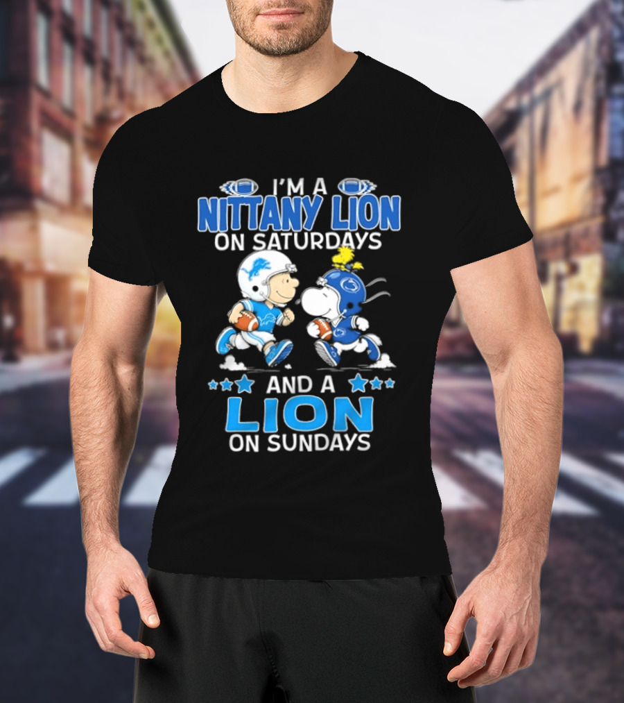 Peanuts Snoopy Charlie Brown Nittany Lion Saturdays Sundays Football T-Shirt