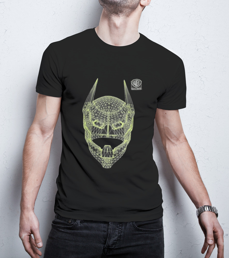 WB Games Neon Green Wireframe Batman Mask T-Shirt