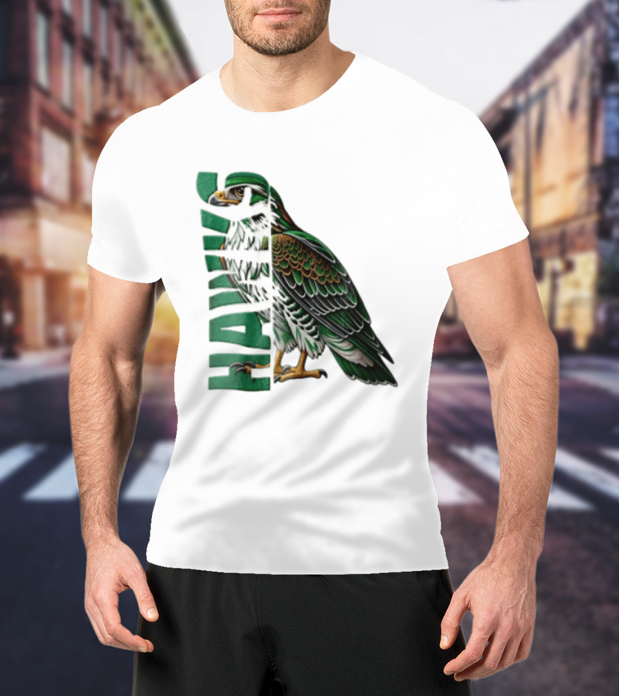 Atlanta Hawks Green Brown Hawk Bird Profile View T-Shirt