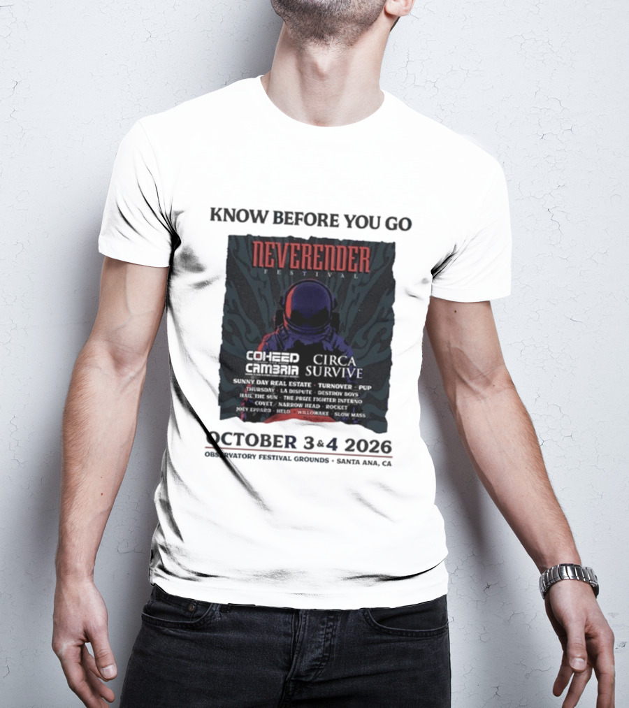 Neverender Coheed And Cambria Festival 2026 October Santa Ana Observatory Grounds T-Shirt