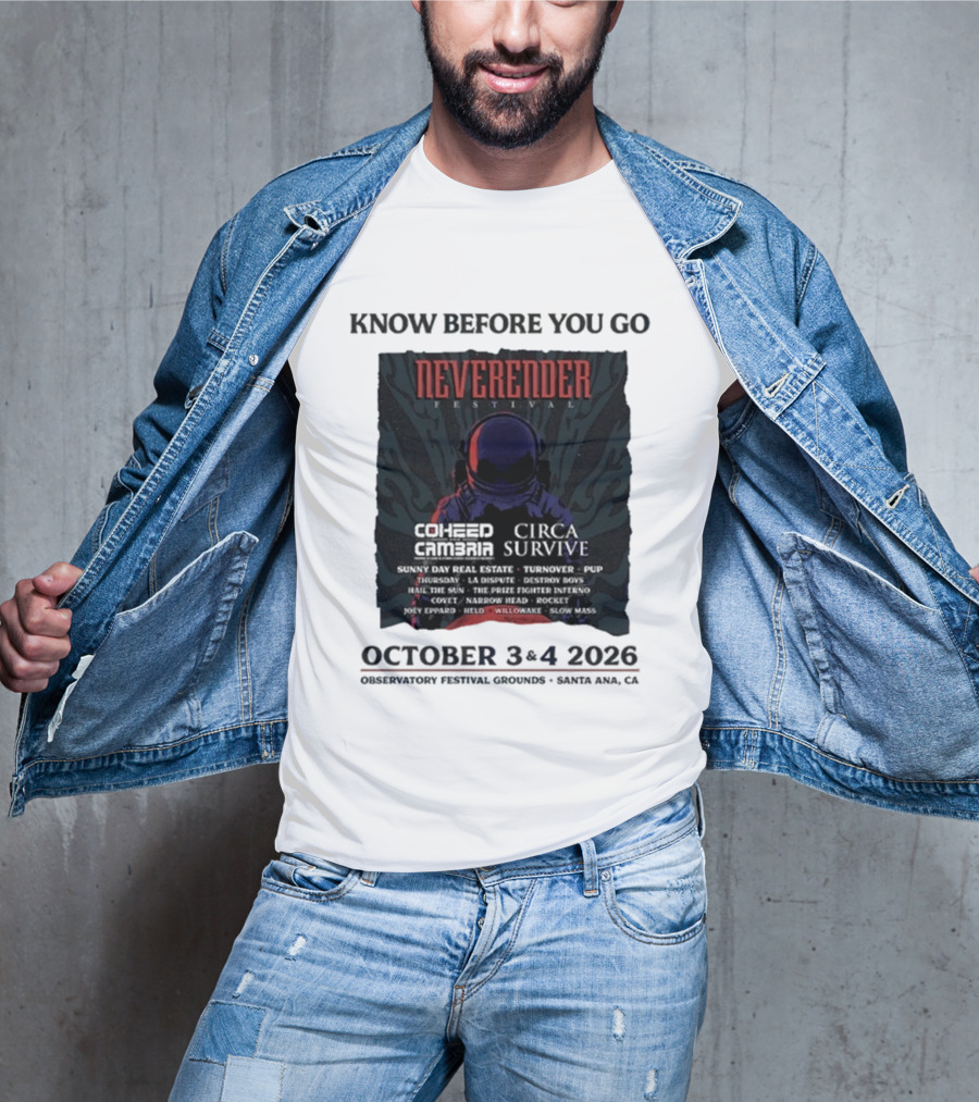 Neverender Coheed And Cambria Festival 2026 October Santa Ana Observatory Grounds T-Shirt