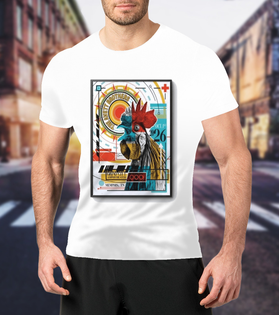 The Avett Brothers Memphis TN Grand City Amphitheater October 1 2026 Rooster T-Shirt