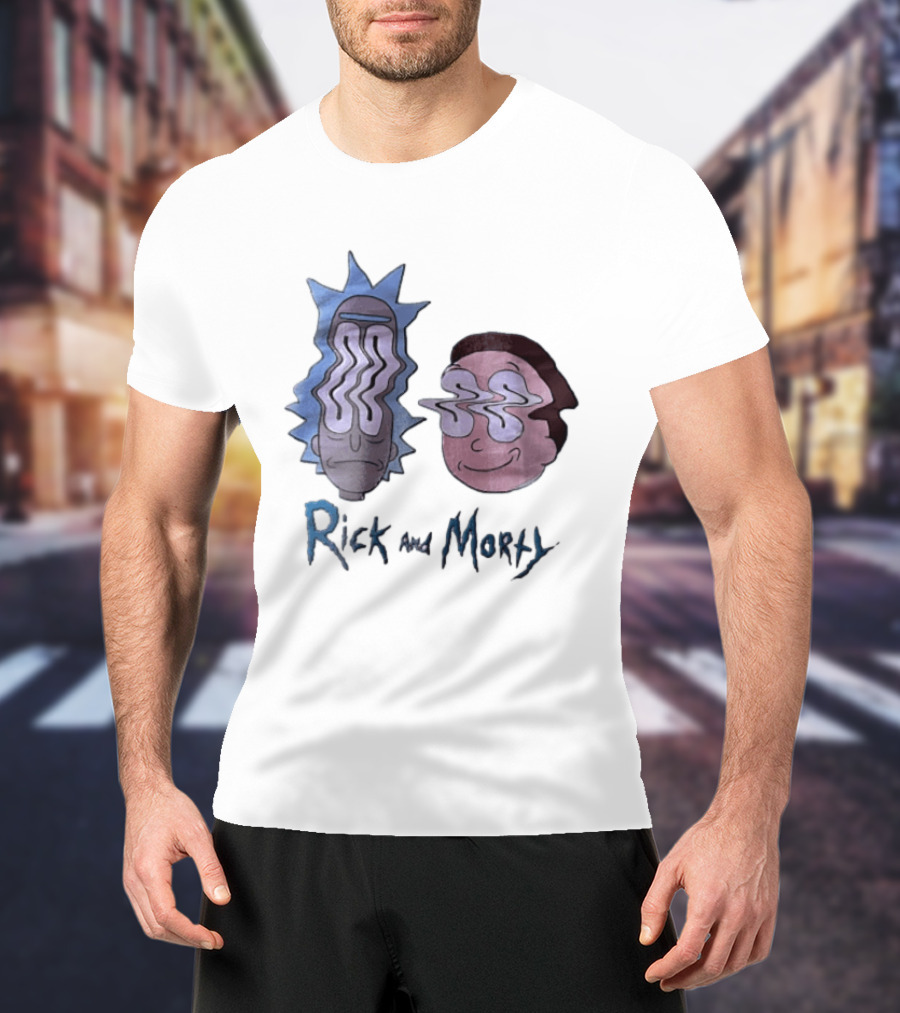 Rick And Morty Sanchez Morty Smith Wavy Face Cartoon T-Shirt