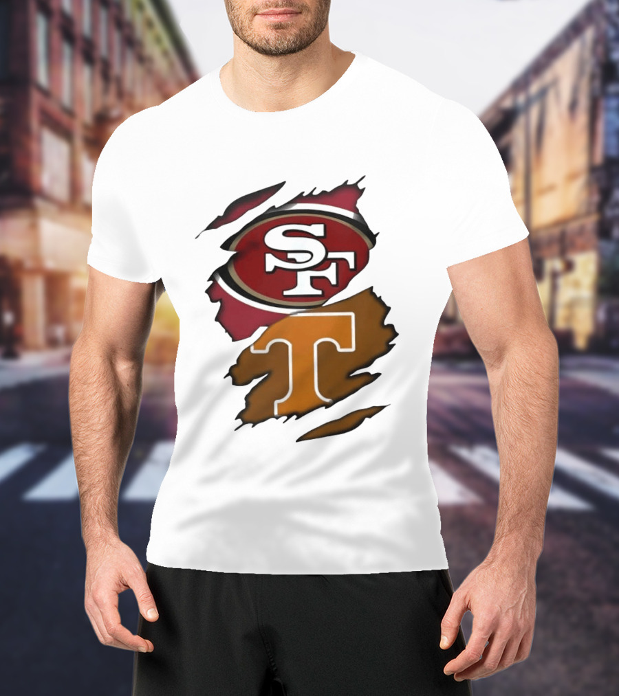 San Francisco 49ers Tennessee Volunteers Ripped SF Logos Fusion T-Shirt