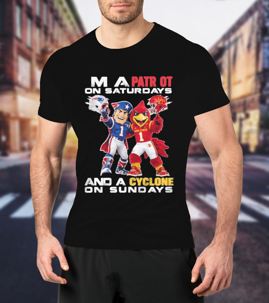 Patriot On Saturdays Cyclone On Sundays Iowa State Football Mascots T-Shirt
