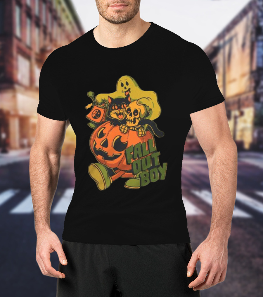 Fall Out Boy Halloween Cat Ghost Pumpkin Skull T-Shirt