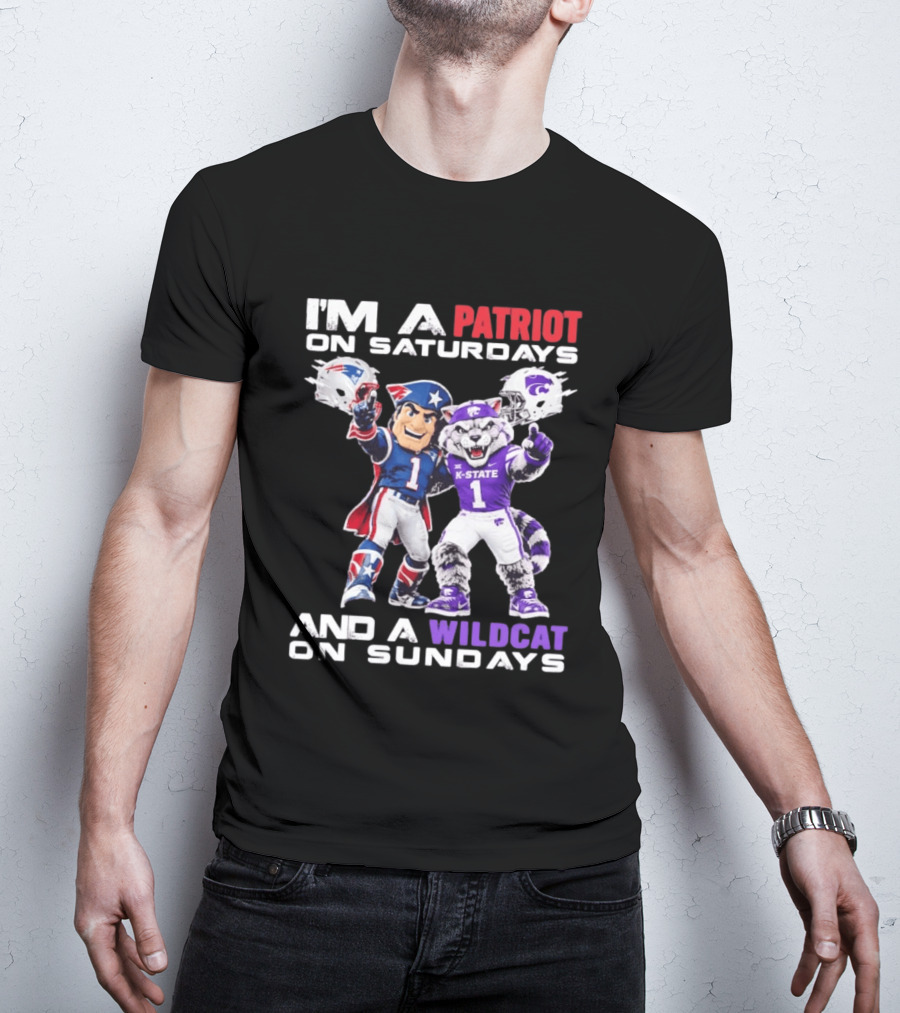 I'm A Patriot On Saturdays And A Wildcat On Sundays K State Football Patriots Wildcat Mascots T-Shirt