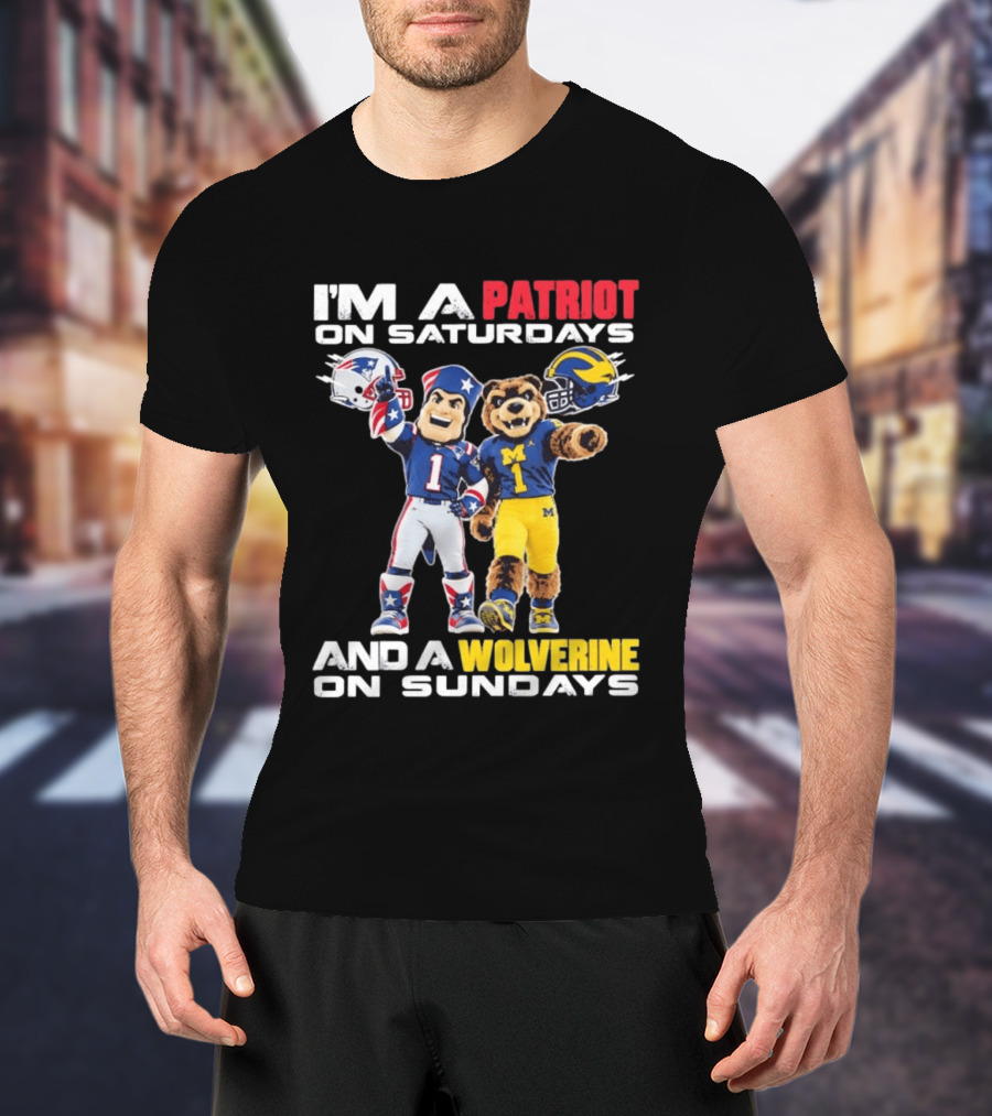 Patriot And Wolverine Football Mascots Saturdays Sundays T-Shirt