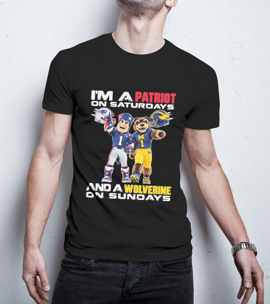 Patriot And Wolverine Football Mascots Saturdays Sundays T-Shirt