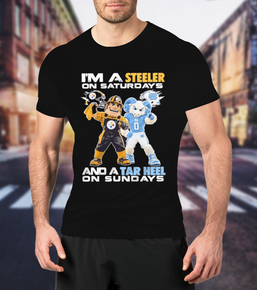 I'm A Steeler On Saturdays And A Tar Heel On Sundays With Mascots T-Shirt