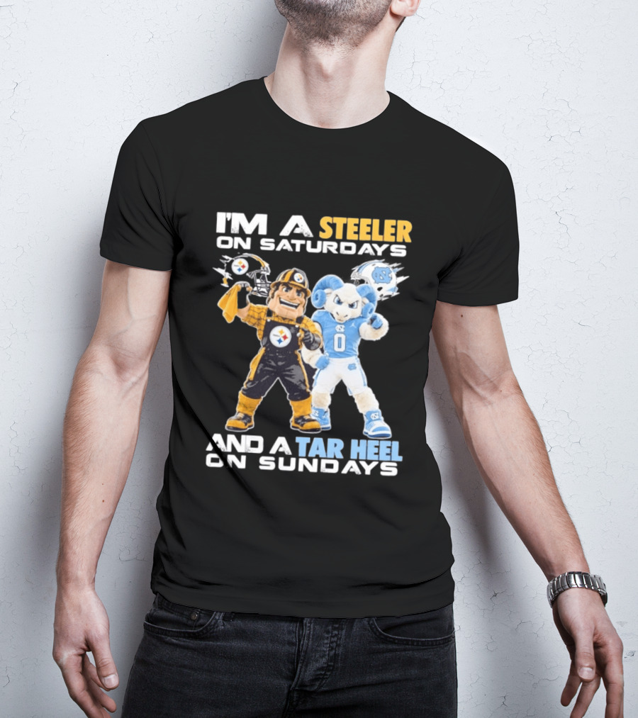 I'm A Steeler On Saturdays And A Tar Heel On Sundays With Mascots T-Shirt