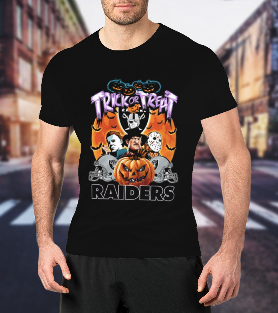 Las Vegas Raiders Trick Or Treat Halloween Pumpkin Ghosts T-Shirt