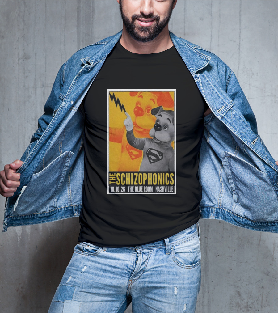The Schizophonics The Blue Room Nashville 10.10.26 Concert Superman Dog Image T-Shirt