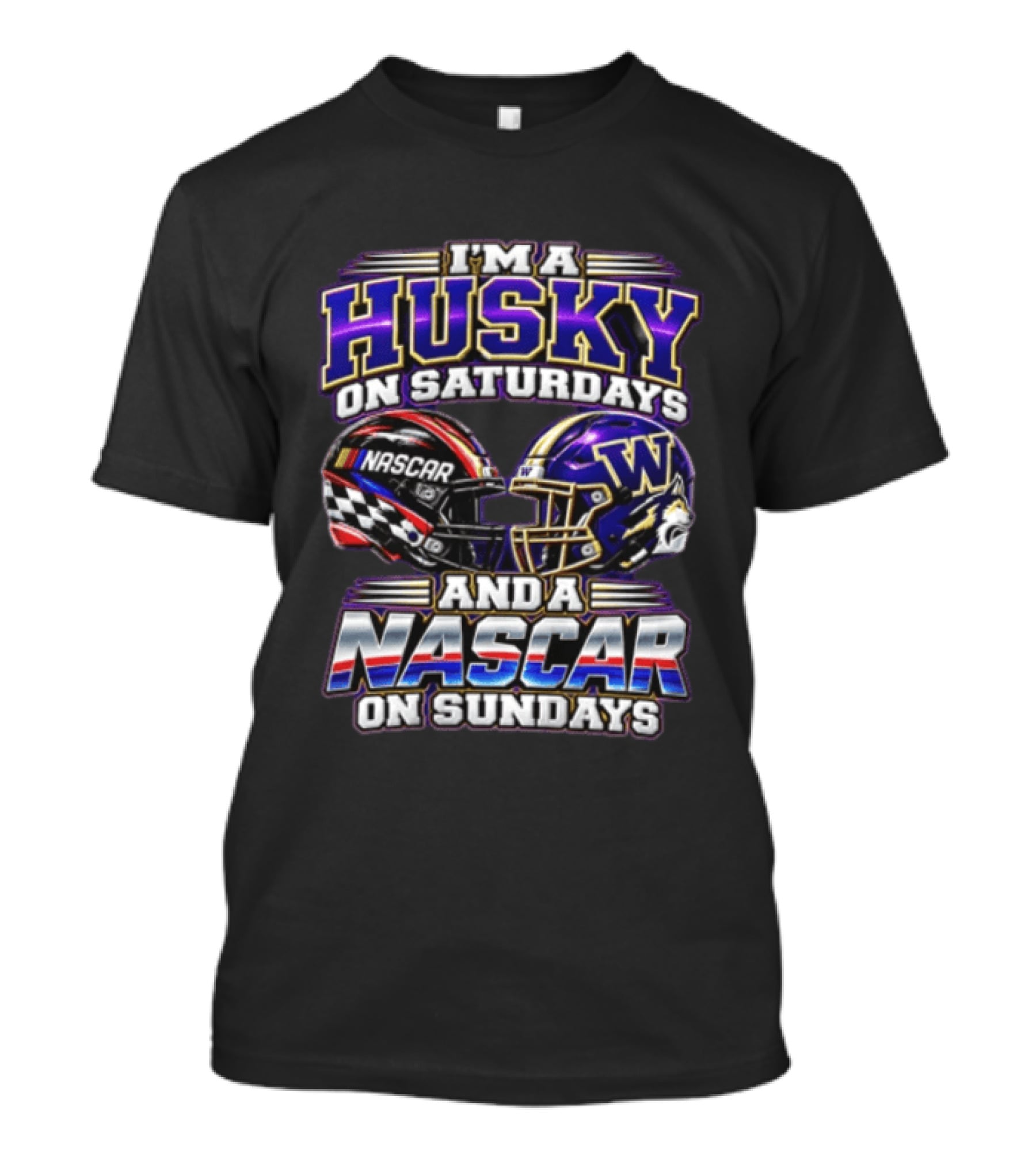 I'm A Husky On Saturdays And A NASCAR On Sundays Racing Helmet Combo T-Shirt