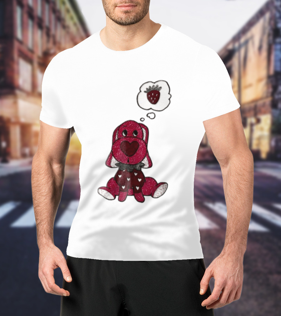 Dog With Strawberry Thought Bubble Costume Hearts T-Shirt