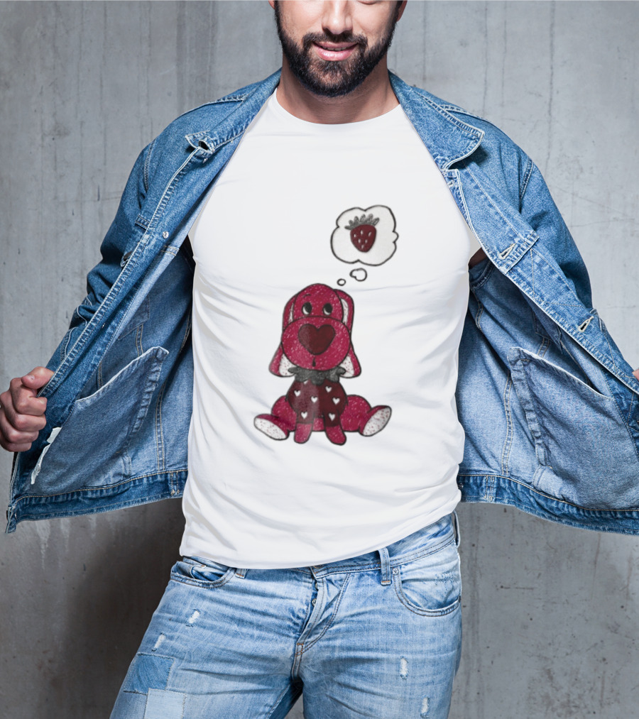 Dog With Strawberry Thought Bubble Costume Hearts T-Shirt