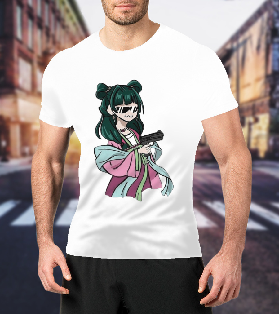 Mao Mao The Apothecary Diaries Anime Character With Gun And Sunglasses T-Shirt