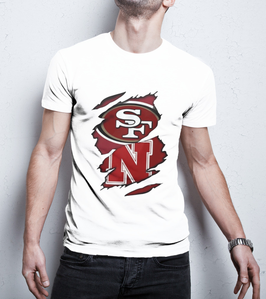 San Francisco 49ers SF And Nebraska Cornhuskers N Ripped T-Shirt