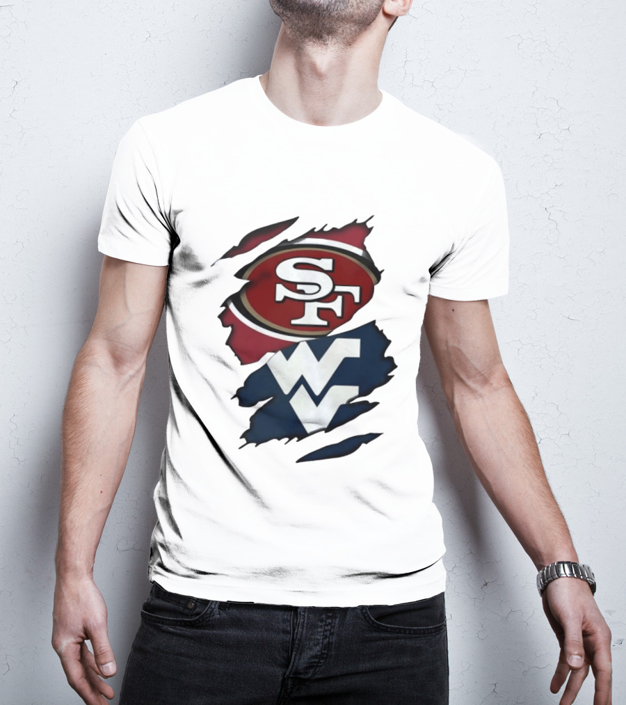 San Francisco 49ers West Virginia Mountaineers Ripped SF WV T-Shirt