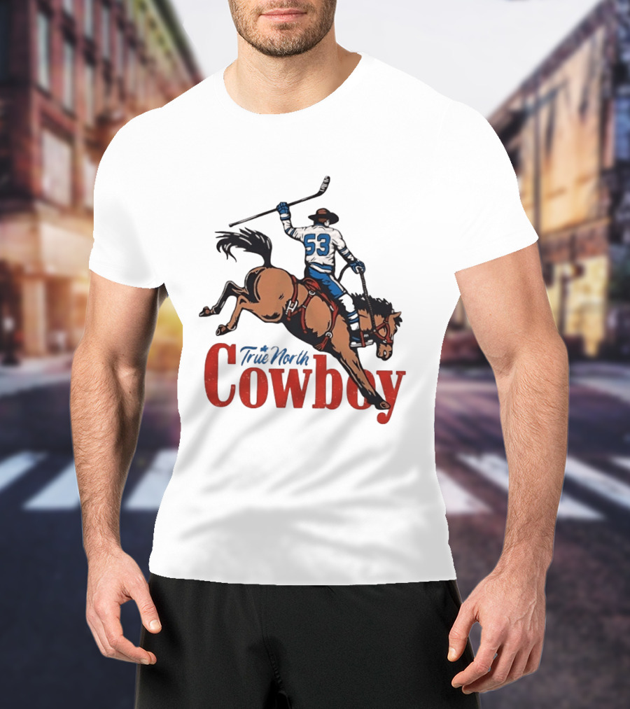 True North Cowboy Hockey Riding Bucking Bronco Number 53 T-Shirt