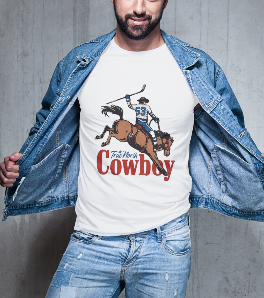 True North Cowboy Hockey Riding Bucking Bronco Number 53 T-Shirt