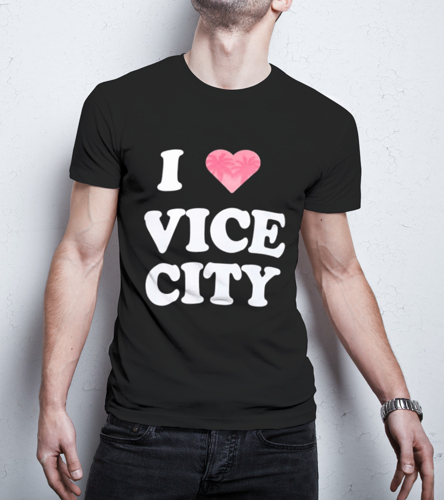 I Love Vice City 2026 GTA Palm Trees Retro Game T-Shirt