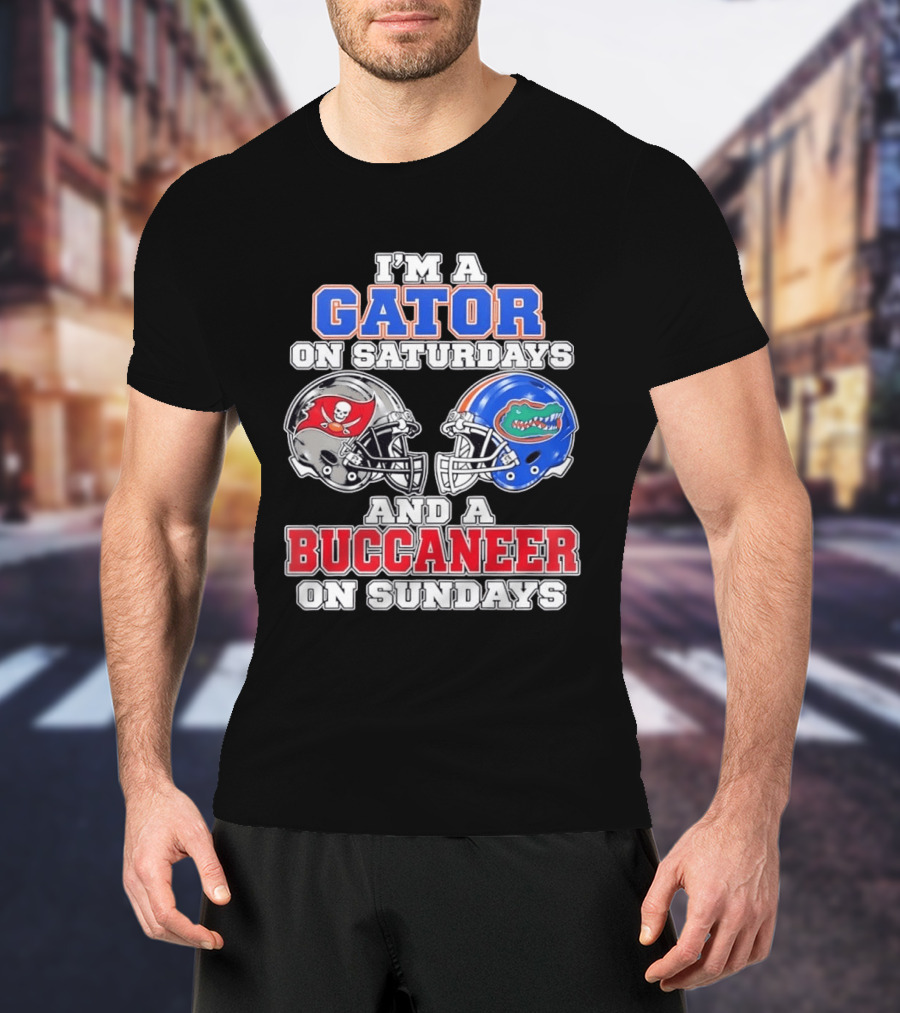 I'm A Gator On Saturdays And A Buccaneer On Sundays Football Helmets T-Shirt