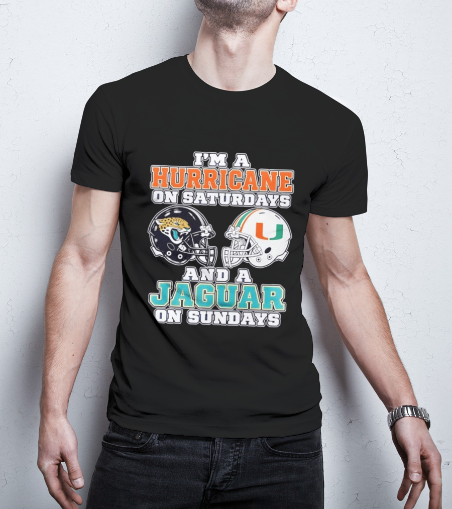 Hurricane Saturdays Jaguar Sundays Football Helmets T-Shirt