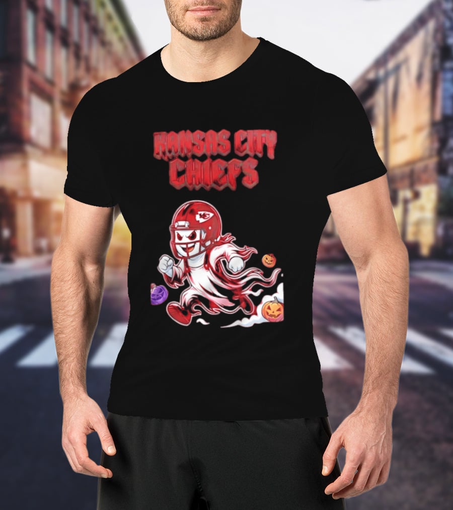 Kansas City Chiefs Halloween Ghost Football 2026 Spooky Pumpkins T-Shirt