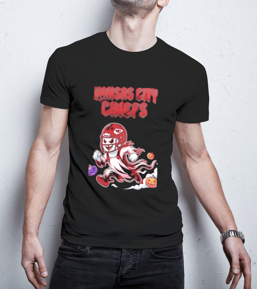 Kansas City Chiefs Halloween Ghost Football 2026 Spooky Pumpkins T-Shirt