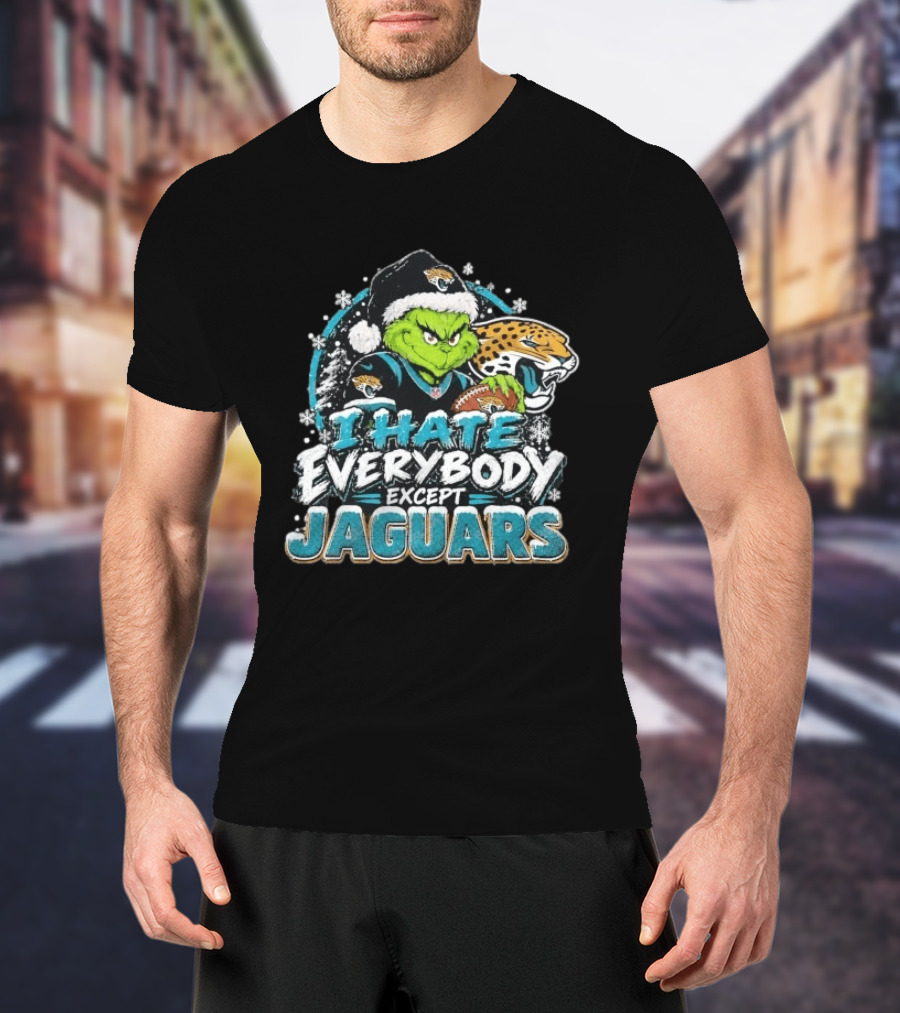 Original Jacksonville Jaguars Grinch I Hate Everybody Except Jaguars Fans Christmas Holiday T-Shirt