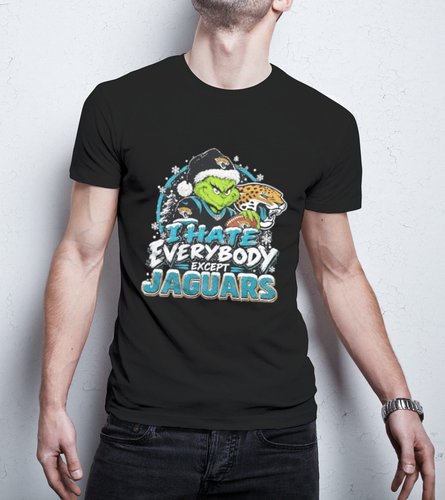 Original Jacksonville Jaguars Grinch I Hate Everybody Except Jaguars Fans Christmas Holiday T-Shirt