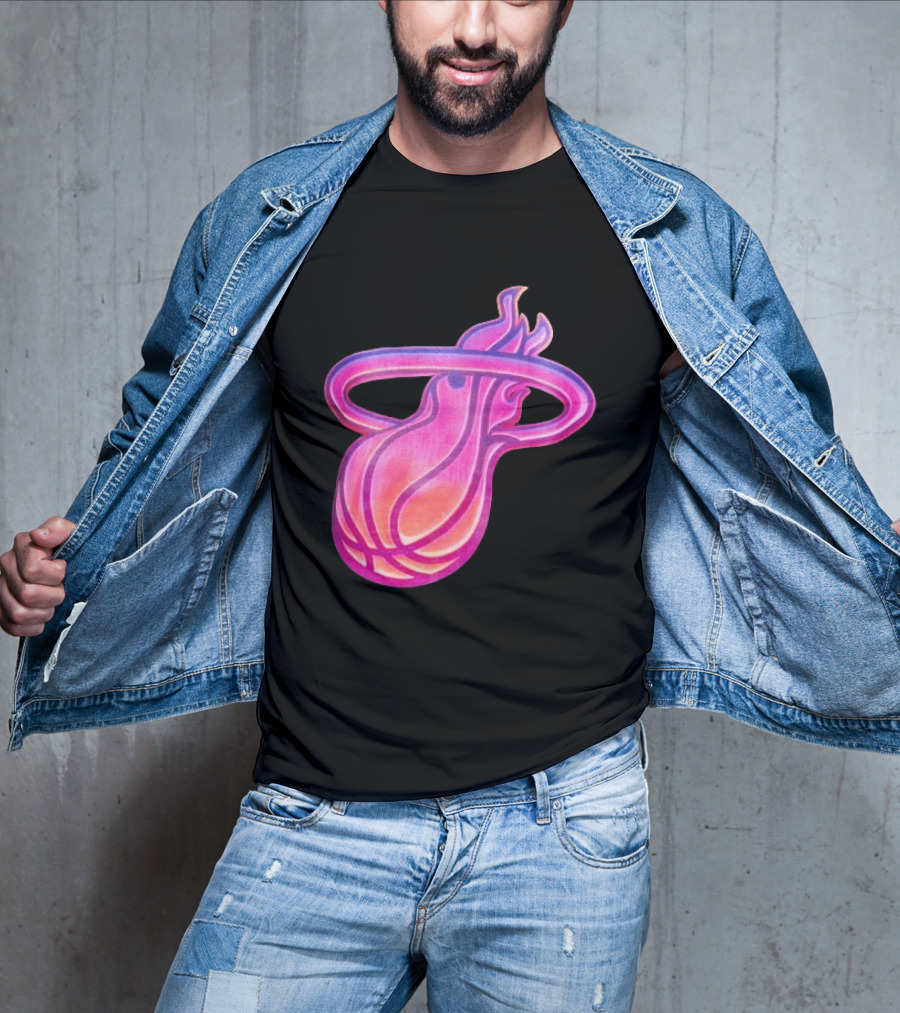Miami Heat Court Culture Vice City Flaming Basketball T-Shirt