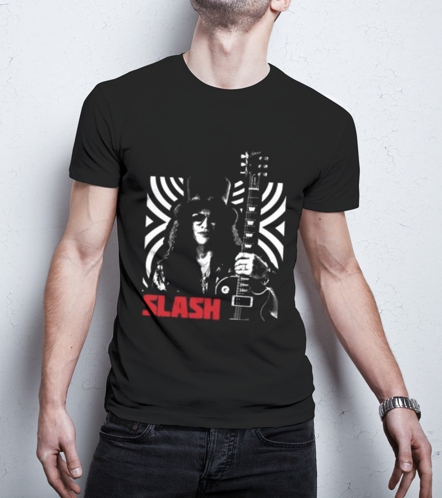 SLASH Iconic Guitarist And Guitar Bold Classic Rock T-Shirt
