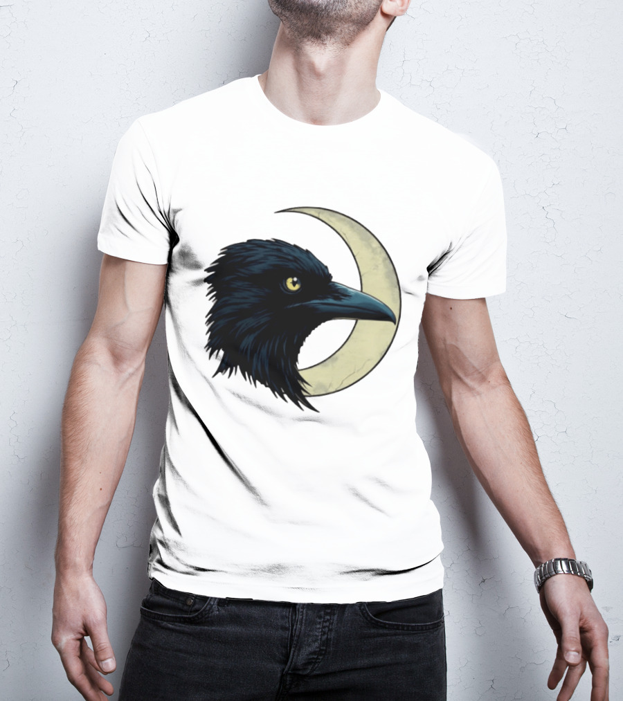 Raven Crescent Moon Guardian Of The Glimmer T-Shirt