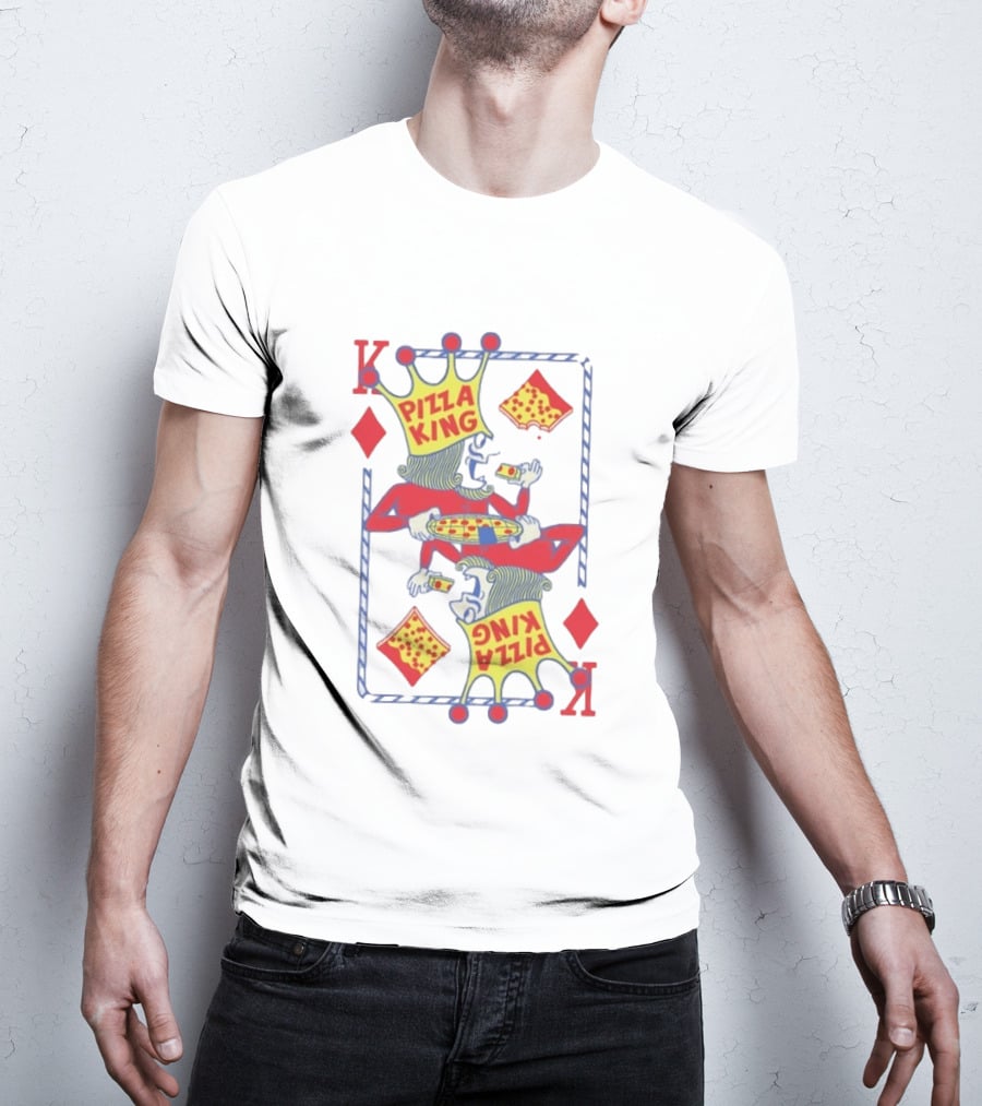 Pizza King Eating Pizza Playing Card K Diamonds T-Shirt