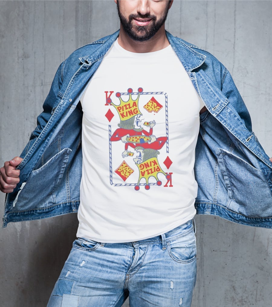 Pizza King Eating Pizza Playing Card K Diamonds T-Shirt