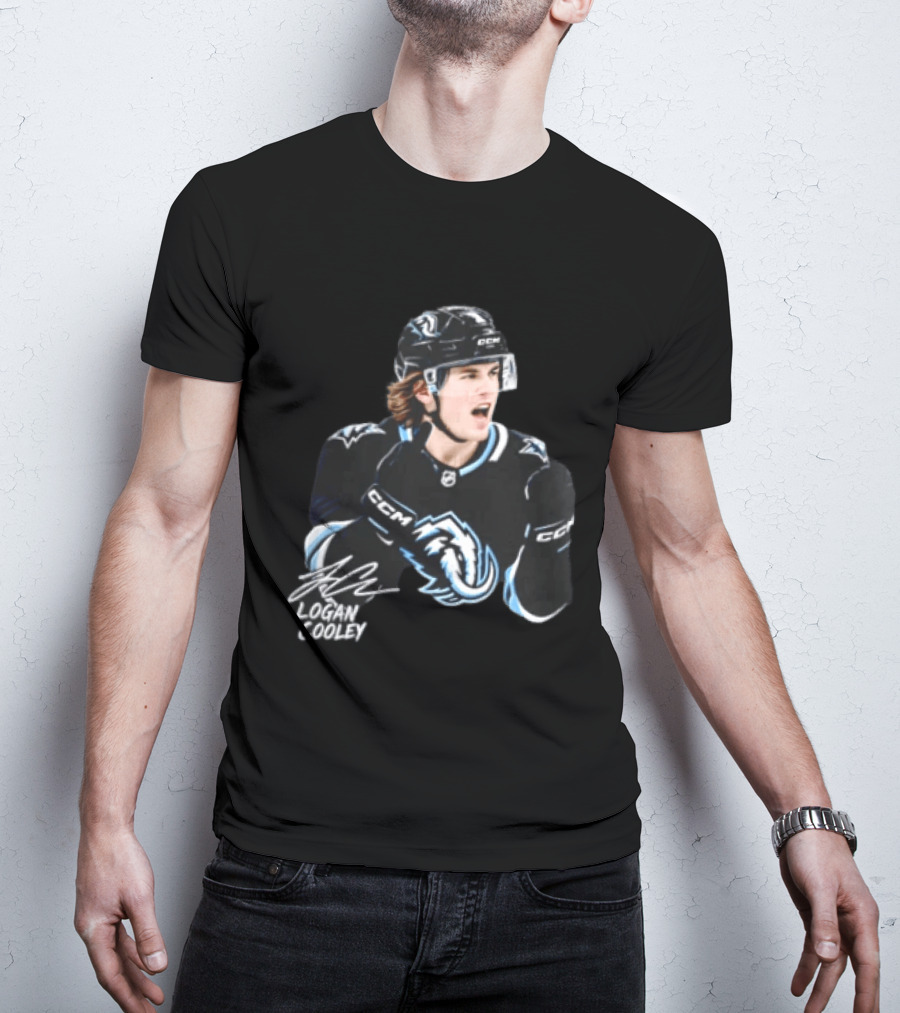 Arizona Coyotes Logan Cooley 92 Hockey Player Gesture CCM Jersey T-Shirt