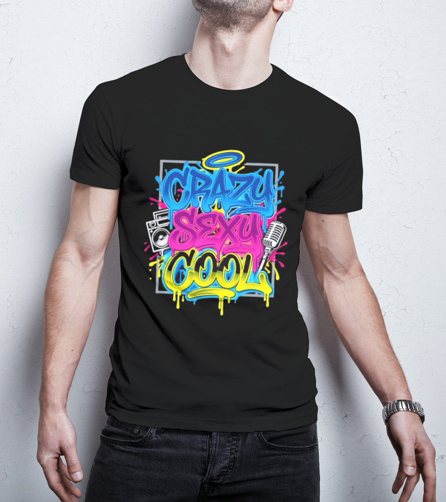 Crazy Sexy Cool Graffiti Boombox Microphone 90s R&B T-Shirt