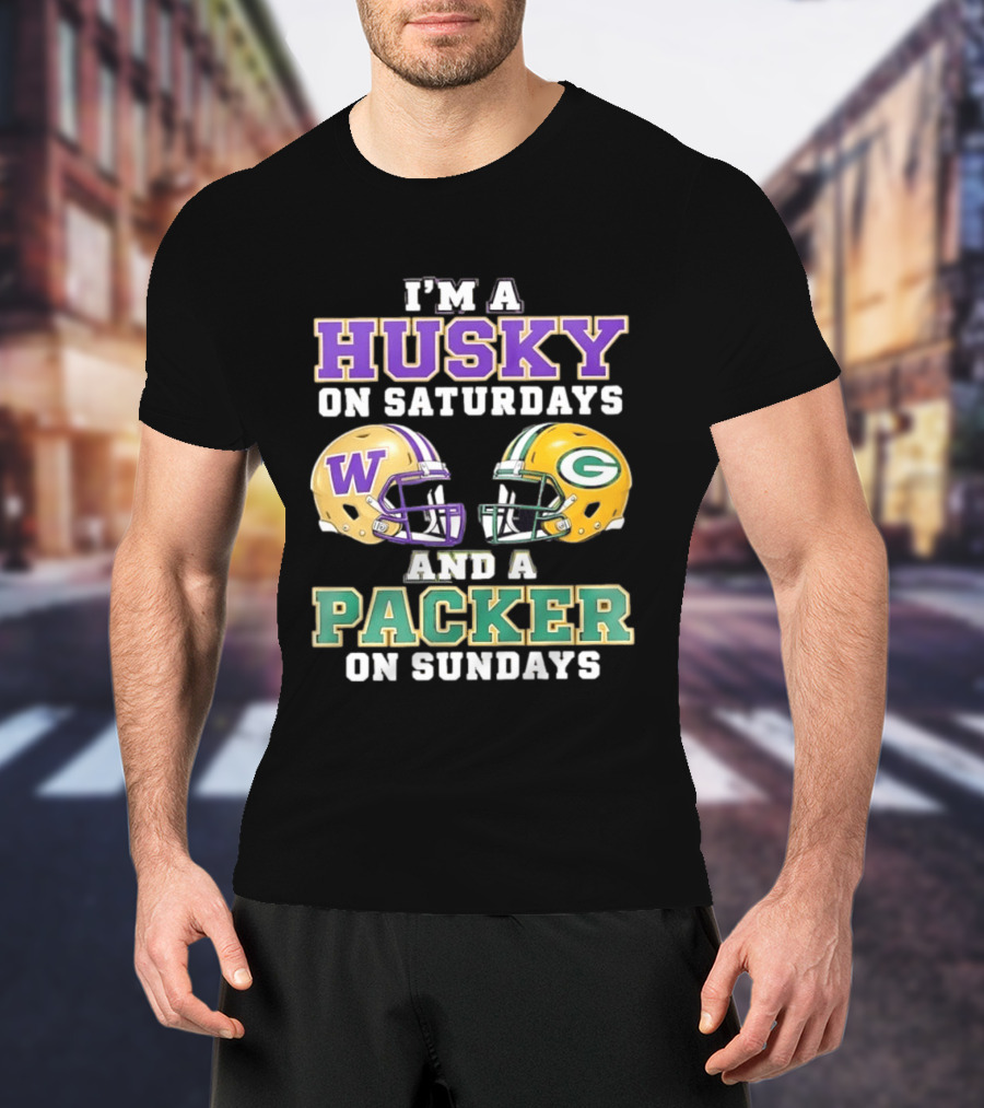 I'm A Husky On Saturdays And A Packer On Sundays W Logo G T-Shirt