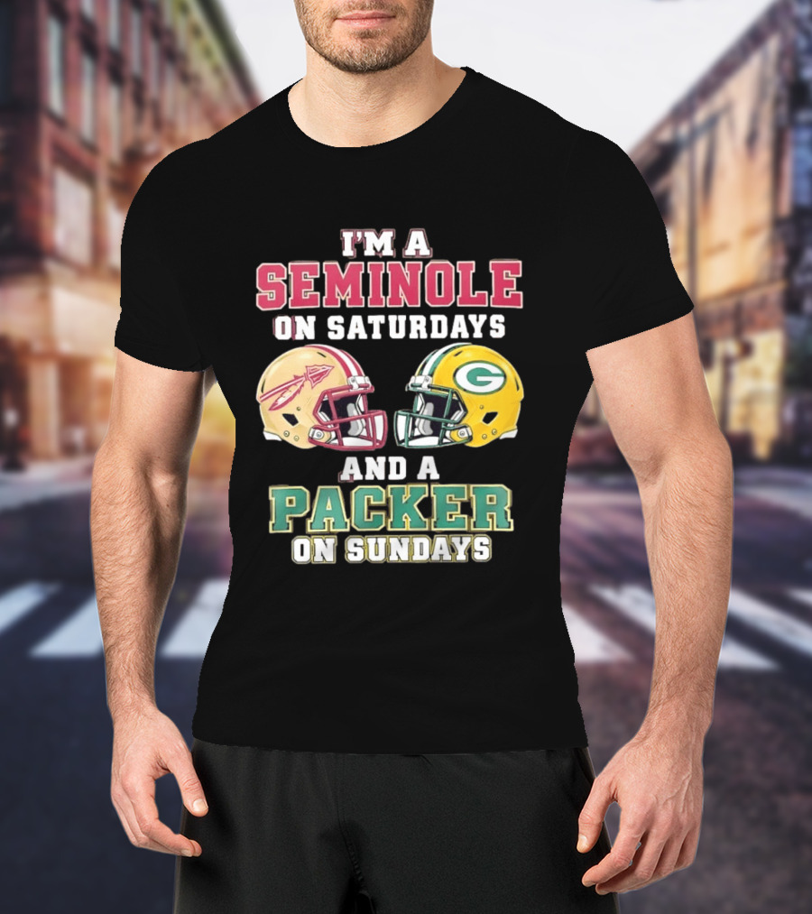I'm A Seminole On Saturdays And A Packer On Sundays Helmet Team Spirit T-Shirt