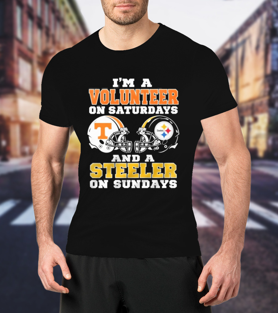 I'm A Volunteer On Saturdays Steeler On Sundays Football Helmets T-Shirt