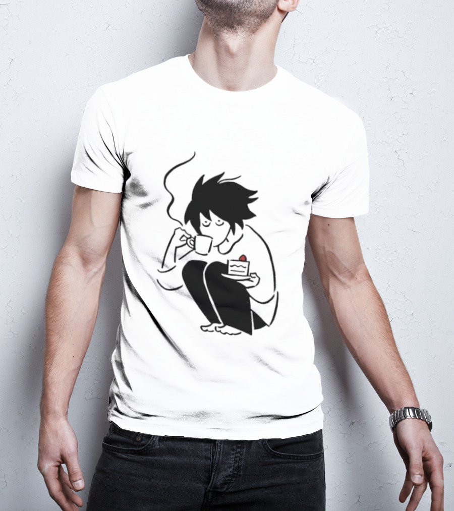 Death Note L Coffee And Strawberry Cake Scene T-Shirt