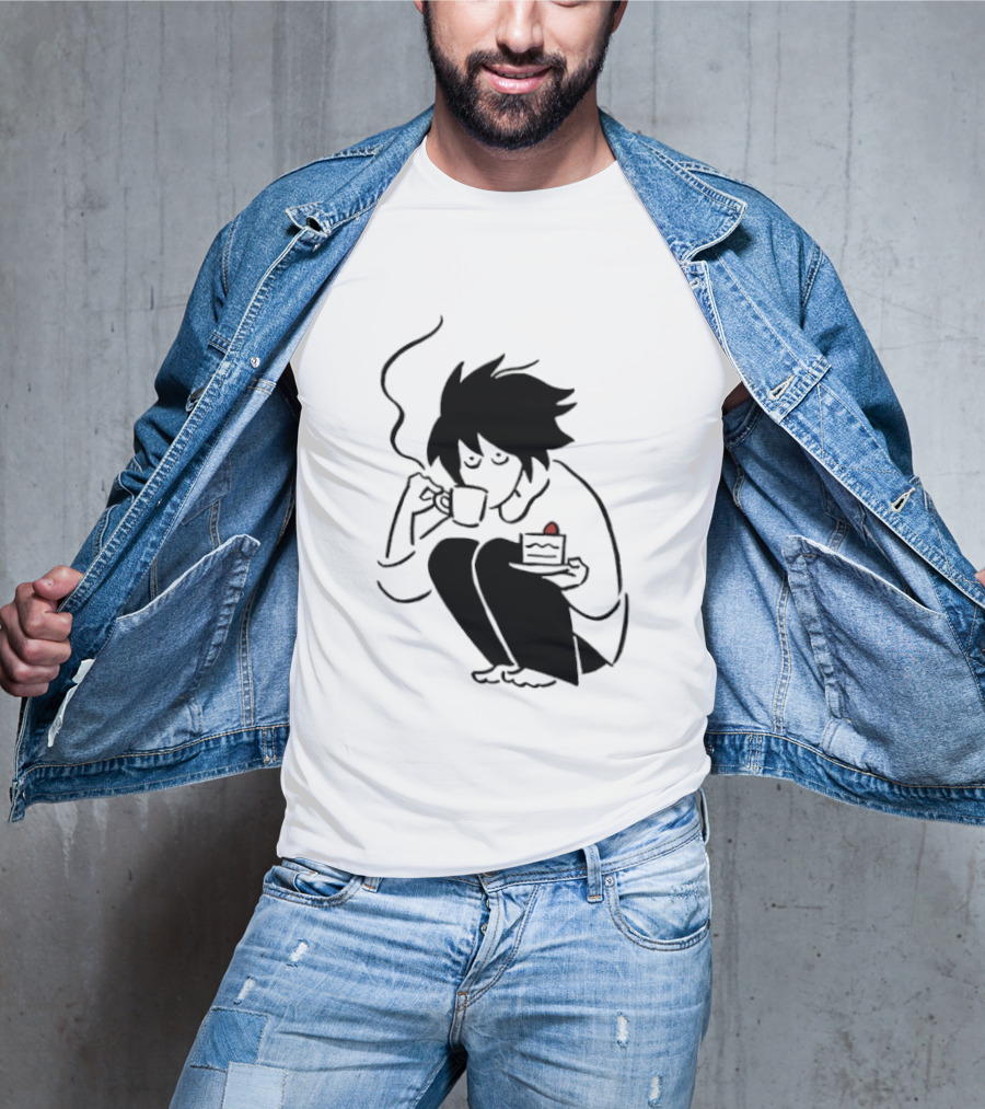 Death Note L Coffee And Strawberry Cake Scene T-Shirt