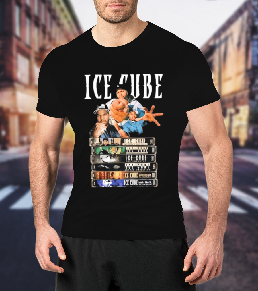 Ice Cube Albums Stack Hip Hop 90s Iconic Collection T-Shirt