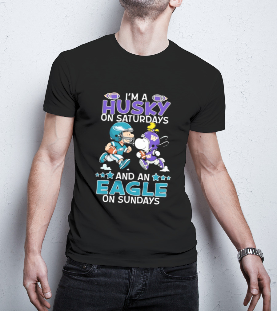 Snoopy And Charlie Brown Husky Saturdays Eagle Sundays T-Shirt