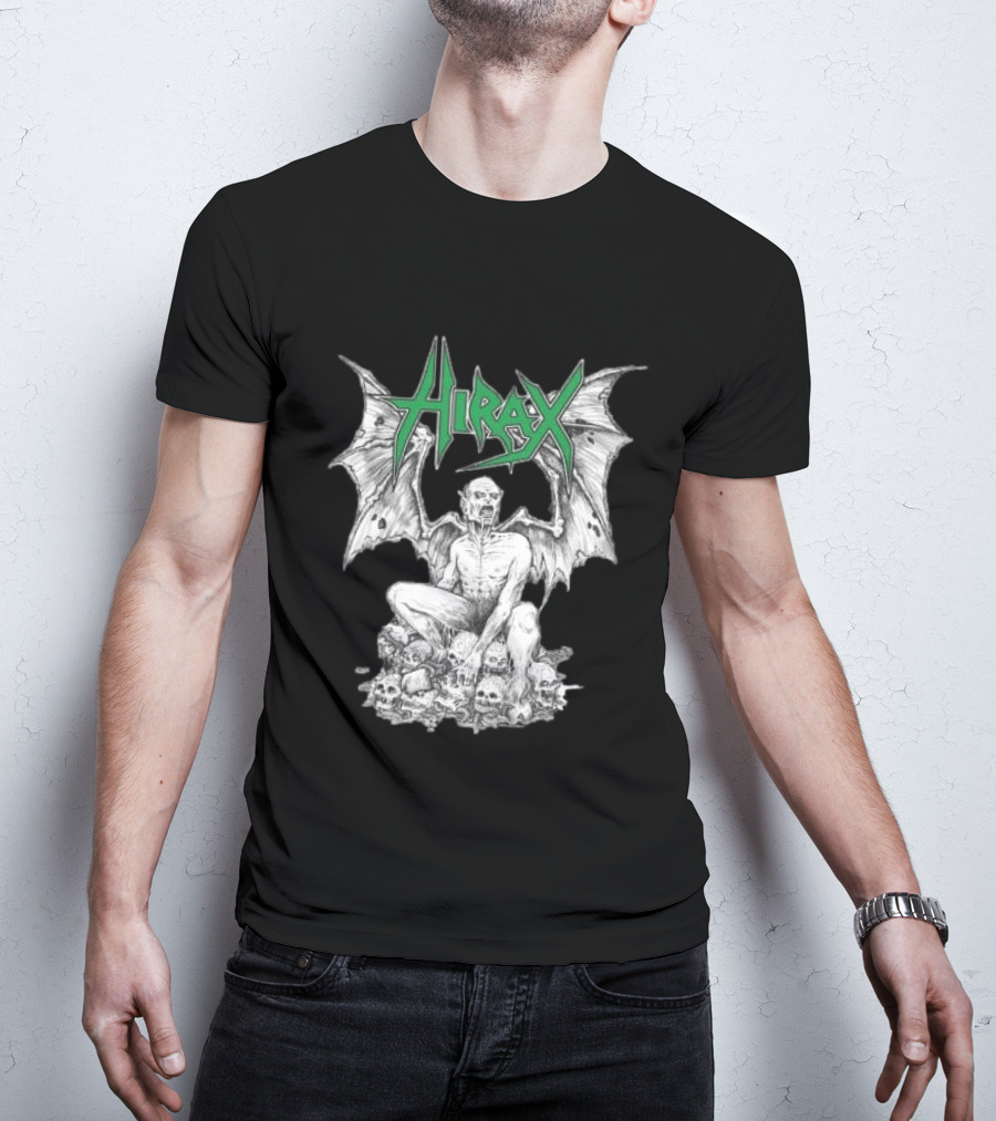 Nightshift Store Hirax 13Th Son Winged Skeleton On Skulls T-Shirt
